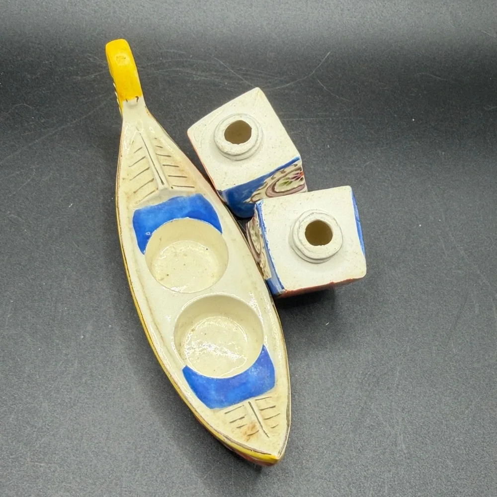 Meiko Vintage Hand Painted Ceramic Gondola Ship Boat Salt & Pepper Shaker, Japan